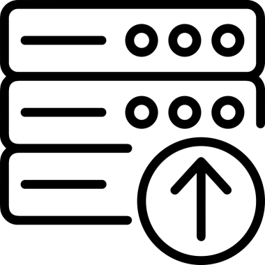 Siyah ve Beyaz Logo Simgesi PNG Biçimini Yükle. Web Sitesi Düğmesi, Mobil Uygulama Arayüzü, Dosya Aktarımı, Belge Paylaşımı, Bulut Depolama ve Veri Yedekleme için Minimalist Düz Tasarımlı Tek Renkli Ok Gönderme İşareti Grafiksel Elemanı
