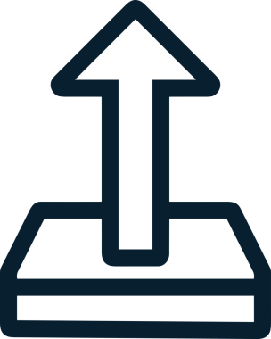 Siyah ve Beyaz Logo Simgesi PNG Biçimini Yükle. Web Sitesi Düğmesi, Mobil Uygulama Arayüzü, Dosya Aktarımı, Belge Paylaşımı, Bulut Depolama ve Veri Yedekleme için Minimalist Düz Tasarımlı Tek Renkli Ok Gönderme İşareti Grafiksel Elemanı