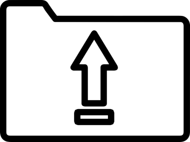 Siyah ve Beyaz Logo Simgesi PNG Biçimini Yükle. Web Sitesi Düğmesi, Mobil Uygulama Arayüzü, Dosya Aktarımı, Belge Paylaşımı, Bulut Depolama ve Veri Yedekleme için Minimalist Düz Tasarımlı Tek Renkli Ok Gönderme İşareti Grafiksel Elemanı