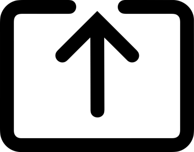 Siyah ve Beyaz Logo Simgesi PNG Biçimini Yükle. Web Sitesi Düğmesi, Mobil Uygulama Arayüzü, Dosya Aktarımı, Belge Paylaşımı, Bulut Depolama ve Veri Yedekleme için Minimalist Düz Tasarımlı Tek Renkli Ok Gönderme İşareti Grafiksel Elemanı