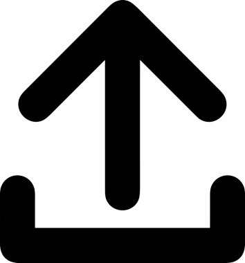 Siyah ve Beyaz Logo Simgesi PNG Biçimini Yükle. Web Sitesi Düğmesi, Mobil Uygulama Arayüzü, Dosya Aktarımı, Belge Paylaşımı, Bulut Depolama ve Veri Yedekleme için Minimalist Düz Tasarımlı Tek Renkli Ok Gönderme İşareti Grafiksel Elemanı