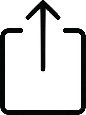 Siyah ve Beyaz Logo Simgesi PNG Biçimini Yükle. Web Sitesi Düğmesi, Mobil Uygulama Arayüzü, Dosya Aktarımı, Belge Paylaşımı, Bulut Depolama ve Veri Yedekleme için Minimalist Düz Tasarımlı Tek Renkli Ok Gönderme İşareti Grafiksel Elemanı