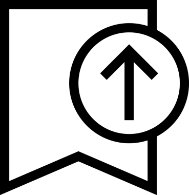 Siyah ve Beyaz Logo Simgesi PNG Biçimini Yükle. Web Sitesi Düğmesi, Mobil Uygulama Arayüzü, Dosya Aktarımı, Belge Paylaşımı, Bulut Depolama ve Veri Yedekleme için Minimalist Düz Tasarımlı Tek Renkli Ok Gönderme İşareti Grafiksel Elemanı