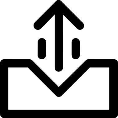 Siyah ve Beyaz Logo Simgesi PNG Biçimini Yükle. Web Sitesi Düğmesi, Mobil Uygulama Arayüzü, Dosya Aktarımı, Belge Paylaşımı, Bulut Depolama ve Veri Yedekleme için Minimalist Düz Tasarımlı Tek Renkli Ok Gönderme İşareti Grafiksel Elemanı