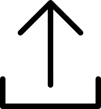 Siyah ve Beyaz Logo Simgesi PNG Biçimini Yükle. Web Sitesi Düğmesi, Mobil Uygulama Arayüzü, Dosya Aktarımı, Belge Paylaşımı, Bulut Depolama ve Veri Yedekleme için Minimalist Düz Tasarımlı Tek Renkli Ok Gönderme İşareti Grafiksel Elemanı