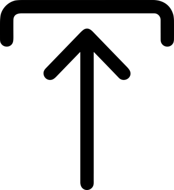 Siyah ve Beyaz Logo Simgesi PNG Biçimini Yükle. Web Sitesi Düğmesi, Mobil Uygulama Arayüzü, Dosya Aktarımı, Belge Paylaşımı, Bulut Depolama ve Veri Yedekleme için Minimalist Düz Tasarımlı Tek Renkli Ok Gönderme İşareti Grafiksel Elemanı