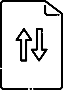 Siyah ve Beyaz Logo Simgesi PNG Biçimini Yükle. Web Sitesi Düğmesi, Mobil Uygulama Arayüzü, Dosya Aktarımı, Belge Paylaşımı, Bulut Depolama ve Veri Yedekleme için Minimalist Düz Tasarımlı Tek Renkli Ok Gönderme İşareti Grafiksel Elemanı