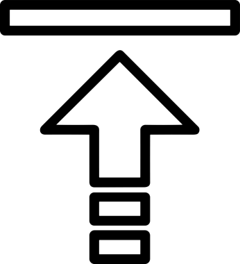 Siyah ve Beyaz Logo Simgesi PNG Biçimini Yükle. Web Sitesi Düğmesi, Mobil Uygulama Arayüzü, Dosya Aktarımı, Belge Paylaşımı, Bulut Depolama ve Veri Yedekleme için Minimalist Düz Tasarımlı Tek Renkli Ok Gönderme İşareti Grafiksel Elemanı