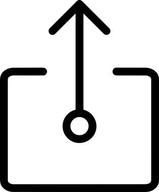 Siyah ve Beyaz Logo Simgesi PNG Biçimini Yükle. Web Sitesi Düğmesi, Mobil Uygulama Arayüzü, Dosya Aktarımı, Belge Paylaşımı, Bulut Depolama ve Veri Yedekleme için Minimalist Düz Tasarımlı Tek Renkli Ok Gönderme İşareti Grafiksel Elemanı