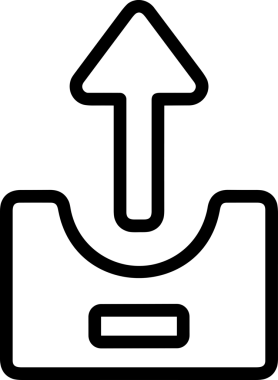 Siyah ve Beyaz Logo Simgesi PNG Biçimini Yükle. Web Sitesi Düğmesi, Mobil Uygulama Arayüzü, Dosya Aktarımı, Belge Paylaşımı, Bulut Depolama ve Veri Yedekleme için Minimalist Düz Tasarımlı Tek Renkli Ok Gönderme İşareti Grafiksel Elemanı