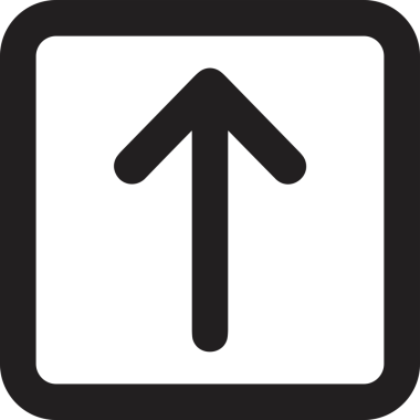 Siyah ve Beyaz Logo Simgesi PNG Biçimini Yükle. Web Sitesi Düğmesi, Mobil Uygulama Arayüzü, Dosya Aktarımı, Belge Paylaşımı, Bulut Depolama ve Veri Yedekleme için Minimalist Düz Tasarımlı Tek Renkli Ok Gönderme İşareti Grafiksel Elemanı