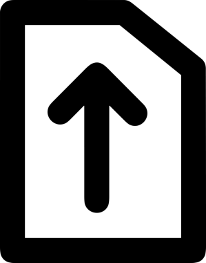 Siyah ve Beyaz Logo Simgesi PNG Biçimini Yükle. Web Sitesi Düğmesi, Mobil Uygulama Arayüzü, Dosya Aktarımı, Belge Paylaşımı, Bulut Depolama ve Veri Yedekleme için Minimalist Düz Tasarımlı Tek Renkli Ok Gönderme İşareti Grafiksel Elemanı