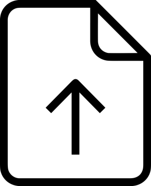 Siyah ve Beyaz Logo Simgesi PNG Biçimini Yükle. Web Sitesi Düğmesi, Mobil Uygulama Arayüzü, Dosya Aktarımı, Belge Paylaşımı, Bulut Depolama ve Veri Yedekleme için Minimalist Düz Tasarımlı Tek Renkli Ok Gönderme İşareti Grafiksel Elemanı