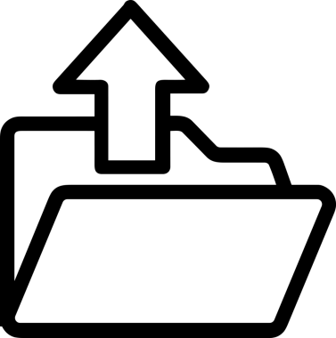 Siyah ve Beyaz Logo Simgesi PNG Biçimini Yükle. Web Sitesi Düğmesi, Mobil Uygulama Arayüzü, Dosya Aktarımı, Belge Paylaşımı, Bulut Depolama ve Veri Yedekleme için Minimalist Düz Tasarımlı Tek Renkli Ok Gönderme İşareti Grafiksel Elemanı