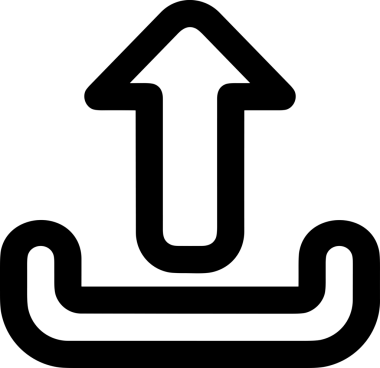 Siyah ve Beyaz Logo Simgesi PNG Biçimini Yükle. Web Sitesi Düğmesi, Mobil Uygulama Arayüzü, Dosya Aktarımı, Belge Paylaşımı, Bulut Depolama ve Veri Yedekleme için Minimalist Düz Tasarımlı Tek Renkli Ok Gönderme İşareti Grafiksel Elemanı