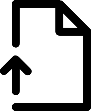 Siyah ve Beyaz Logo Simgesi PNG Biçimini Yükle. Web Sitesi Düğmesi, Mobil Uygulama Arayüzü, Dosya Aktarımı, Belge Paylaşımı, Bulut Depolama ve Veri Yedekleme için Minimalist Düz Tasarımlı Tek Renkli Ok Gönderme İşareti Grafiksel Elemanı