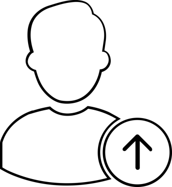 Siyah ve Beyaz Logo Simgesi PNG Biçimini Yükle. Web Sitesi Düğmesi, Mobil Uygulama Arayüzü, Dosya Aktarımı, Belge Paylaşımı, Bulut Depolama ve Veri Yedekleme için Minimalist Düz Tasarımlı Tek Renkli Ok Gönderme İşareti Grafiksel Elemanı