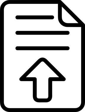 Siyah ve Beyaz Logo Simgesi PNG Biçimini Yükle. Web Sitesi Düğmesi, Mobil Uygulama Arayüzü, Dosya Aktarımı, Belge Paylaşımı, Bulut Depolama ve Veri Yedekleme için Minimalist Düz Tasarımlı Tek Renkli Ok Gönderme İşareti Grafiksel Elemanı