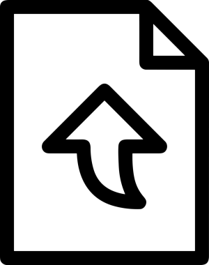 Siyah ve Beyaz Logo Simgesi PNG Biçimini Yükle. Web Sitesi Düğmesi, Mobil Uygulama Arayüzü, Dosya Aktarımı, Belge Paylaşımı, Bulut Depolama ve Veri Yedekleme için Minimalist Düz Tasarımlı Tek Renkli Ok Gönderme İşareti Grafiksel Elemanı