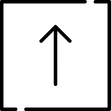 Siyah ve Beyaz Logo Simgesi PNG Biçimini Yükle. Web Sitesi Düğmesi, Mobil Uygulama Arayüzü, Dosya Aktarımı, Belge Paylaşımı, Bulut Depolama ve Veri Yedekleme için Minimalist Düz Tasarımlı Tek Renkli Ok Gönderme İşareti Grafiksel Elemanı