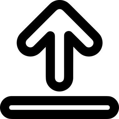 Siyah ve Beyaz Logo Simgesi PNG Biçimini Yükle. Web Sitesi Düğmesi, Mobil Uygulama Arayüzü, Dosya Aktarımı, Belge Paylaşımı, Bulut Depolama ve Veri Yedekleme için Minimalist Düz Tasarımlı Tek Renkli Ok Gönderme İşareti Grafiksel Elemanı