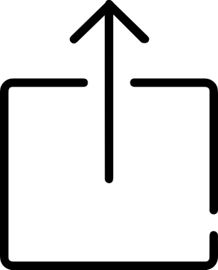 Siyah ve Beyaz Logo Simgesi PNG Biçimini Yükle. Web Sitesi Düğmesi, Mobil Uygulama Arayüzü, Dosya Aktarımı, Belge Paylaşımı, Bulut Depolama ve Veri Yedekleme için Minimalist Düz Tasarımlı Tek Renkli Ok Gönderme İşareti Grafiksel Elemanı
