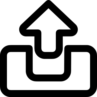 Siyah ve Beyaz Logo Simgesi PNG Biçimini Yükle. Web Sitesi Düğmesi, Mobil Uygulama Arayüzü, Dosya Aktarımı, Belge Paylaşımı, Bulut Depolama ve Veri Yedekleme için Minimalist Düz Tasarımlı Tek Renkli Ok Gönderme İşareti Grafiksel Elemanı