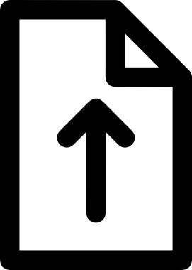 Siyah ve Beyaz Logo Simgesi PNG Biçimini Yükle. Web Sitesi Düğmesi, Mobil Uygulama Arayüzü, Dosya Aktarımı, Belge Paylaşımı, Bulut Depolama ve Veri Yedekleme için Minimalist Düz Tasarımlı Tek Renkli Ok Gönderme İşareti Grafiksel Elemanı