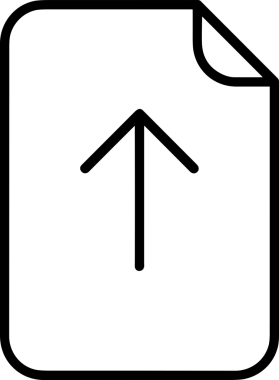 Siyah ve Beyaz Logo Simgesi PNG Biçimini Yükle. Web Sitesi Düğmesi, Mobil Uygulama Arayüzü, Dosya Aktarımı, Belge Paylaşımı, Bulut Depolama ve Veri Yedekleme için Minimalist Düz Tasarımlı Tek Renkli Ok Gönderme İşareti Grafiksel Elemanı