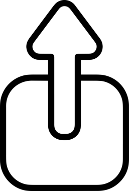 Siyah ve Beyaz Logo Simgesi PNG Biçimini Yükle. Web Sitesi Düğmesi, Mobil Uygulama Arayüzü, Dosya Aktarımı, Belge Paylaşımı, Bulut Depolama ve Veri Yedekleme için Minimalist Düz Tasarımlı Tek Renkli Ok Gönderme İşareti Grafiksel Elemanı