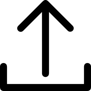 Siyah ve Beyaz Logo Simgesi PNG Biçimini Yükle. Web Sitesi Düğmesi, Mobil Uygulama Arayüzü, Dosya Aktarımı, Belge Paylaşımı, Bulut Depolama ve Veri Yedekleme için Minimalist Düz Tasarımlı Tek Renkli Ok Gönderme İşareti Grafiksel Elemanı