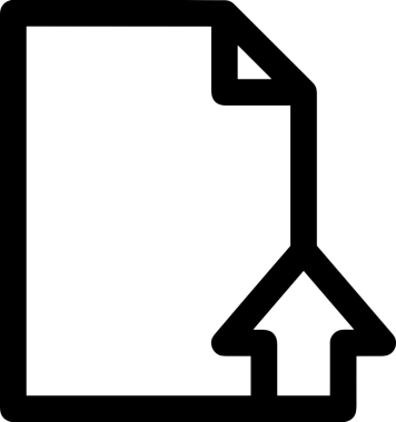 Siyah ve Beyaz Logo Simgesi PNG Biçimini Yükle. Web Sitesi Düğmesi, Mobil Uygulama Arayüzü, Dosya Aktarımı, Belge Paylaşımı, Bulut Depolama ve Veri Yedekleme için Minimalist Düz Tasarımlı Tek Renkli Ok Gönderme İşareti Grafiksel Elemanı
