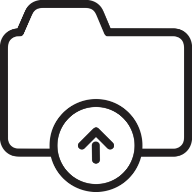 Siyah ve Beyaz Logo Simgesi PNG Biçimini Yükle. Web Sitesi Düğmesi, Mobil Uygulama Arayüzü, Dosya Aktarımı, Belge Paylaşımı, Bulut Depolama ve Veri Yedekleme için Minimalist Düz Tasarımlı Tek Renkli Ok Gönderme İşareti Grafiksel Elemanı