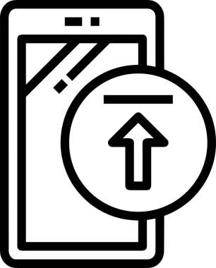 Siyah ve Beyaz Logo Simgesi PNG Biçimini Yükle. Web Sitesi Düğmesi, Mobil Uygulama Arayüzü, Dosya Aktarımı, Belge Paylaşımı, Bulut Depolama ve Veri Yedekleme için Minimalist Düz Tasarımlı Tek Renkli Ok Gönderme İşareti Grafiksel Elemanı