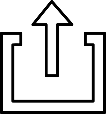Siyah ve Beyaz Logo Simgesi PNG Biçimini Yükle. Web Sitesi Düğmesi, Mobil Uygulama Arayüzü, Dosya Aktarımı, Belge Paylaşımı, Bulut Depolama ve Veri Yedekleme için Minimalist Düz Tasarımlı Tek Renkli Ok Gönderme İşareti Grafiksel Elemanı