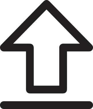 Siyah ve Beyaz Logo Simgesi PNG Biçimini Yükle. Web Sitesi Düğmesi, Mobil Uygulama Arayüzü, Dosya Aktarımı, Belge Paylaşımı, Bulut Depolama ve Veri Yedekleme için Minimalist Düz Tasarımlı Tek Renkli Ok Gönderme İşareti Grafiksel Elemanı