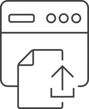 Siyah ve Beyaz Logo Simgesi PNG Biçimini Yükle. Web Sitesi Düğmesi, Mobil Uygulama Arayüzü, Dosya Aktarımı, Belge Paylaşımı, Bulut Depolama ve Veri Yedekleme için Minimalist Düz Tasarımlı Tek Renkli Ok Gönderme İşareti Grafiksel Elemanı