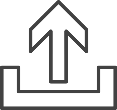 Siyah ve Beyaz Logo Simgesi PNG Biçimini Yükle. Web Sitesi Düğmesi, Mobil Uygulama Arayüzü, Dosya Aktarımı, Belge Paylaşımı, Bulut Depolama ve Veri Yedekleme için Minimalist Düz Tasarımlı Tek Renkli Ok Gönderme İşareti Grafiksel Elemanı