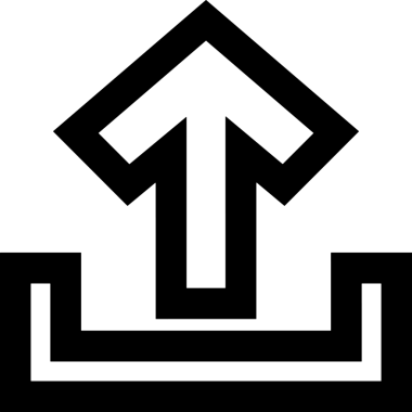 Siyah ve Beyaz Logo Simgesi PNG Biçimini Yükle. Web Sitesi Düğmesi, Mobil Uygulama Arayüzü, Dosya Aktarımı, Belge Paylaşımı, Bulut Depolama ve Veri Yedekleme için Minimalist Düz Tasarımlı Tek Renkli Ok Gönderme İşareti Grafiksel Elemanı