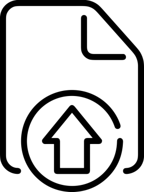 Siyah ve Beyaz Logo Simgesi PNG Biçimini Yükle. Web Sitesi Düğmesi, Mobil Uygulama Arayüzü, Dosya Aktarımı, Belge Paylaşımı, Bulut Depolama ve Veri Yedekleme için Minimalist Düz Tasarımlı Tek Renkli Ok Gönderme İşareti Grafiksel Elemanı