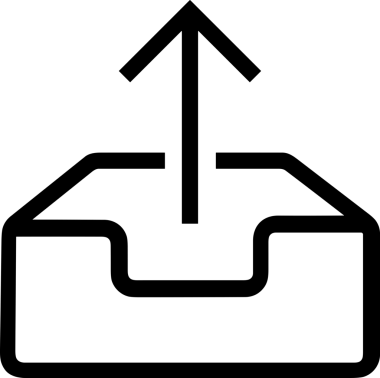 Siyah ve Beyaz Logo Simgesi PNG Biçimini Yükle. Web Sitesi Düğmesi, Mobil Uygulama Arayüzü, Dosya Aktarımı, Belge Paylaşımı, Bulut Depolama ve Veri Yedekleme için Minimalist Düz Tasarımlı Tek Renkli Ok Gönderme İşareti Grafiksel Elemanı