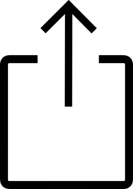 Siyah ve Beyaz Logo Simgesi PNG Biçimini Yükle. Web Sitesi Düğmesi, Mobil Uygulama Arayüzü, Dosya Aktarımı, Belge Paylaşımı, Bulut Depolama ve Veri Yedekleme için Minimalist Düz Tasarımlı Tek Renkli Ok Gönderme İşareti Grafiksel Elemanı