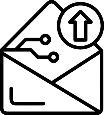 Siyah ve Beyaz Logo Simgesi PNG Biçimini Yükle. Web Sitesi Düğmesi, Mobil Uygulama Arayüzü, Dosya Aktarımı, Belge Paylaşımı, Bulut Depolama ve Veri Yedekleme için Minimalist Düz Tasarımlı Tek Renkli Ok Gönderme İşareti Grafiksel Elemanı