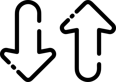 Siyah ve Beyaz Logo Simgesi PNG Biçimini Yükle. Web Sitesi Düğmesi, Mobil Uygulama Arayüzü, Dosya Aktarımı, Belge Paylaşımı, Bulut Depolama ve Veri Yedekleme için Minimalist Düz Tasarımlı Tek Renkli Ok Gönderme İşareti Grafiksel Elemanı