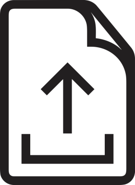 Siyah ve Beyaz Logo Simgesi PNG Biçimini Yükle. Web Sitesi Düğmesi, Mobil Uygulama Arayüzü, Dosya Aktarımı, Belge Paylaşımı, Bulut Depolama ve Veri Yedekleme için Minimalist Düz Tasarımlı Tek Renkli Ok Gönderme İşareti Grafiksel Elemanı