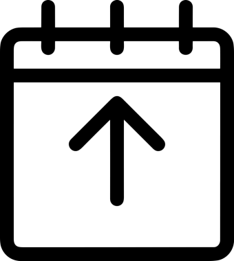 Siyah ve Beyaz Logo Simgesi PNG Biçimini Yükle. Web Sitesi Düğmesi, Mobil Uygulama Arayüzü, Dosya Aktarımı, Belge Paylaşımı, Bulut Depolama ve Veri Yedekleme için Minimalist Düz Tasarımlı Tek Renkli Ok Gönderme İşareti Grafiksel Elemanı