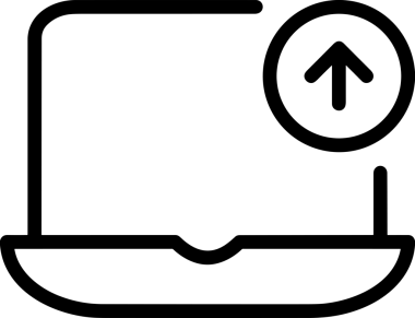 Siyah ve Beyaz Logo Simgesi PNG Biçimini Yükle. Web Sitesi Düğmesi, Mobil Uygulama Arayüzü, Dosya Aktarımı, Belge Paylaşımı, Bulut Depolama ve Veri Yedekleme için Minimalist Düz Tasarımlı Tek Renkli Ok Gönderme İşareti Grafiksel Elemanı