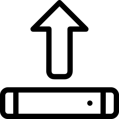 Siyah ve Beyaz Logo Simgesi PNG Biçimini Yükle. Web Sitesi Düğmesi, Mobil Uygulama Arayüzü, Dosya Aktarımı, Belge Paylaşımı, Bulut Depolama ve Veri Yedekleme için Minimalist Düz Tasarımlı Tek Renkli Ok Gönderme İşareti Grafiksel Elemanı