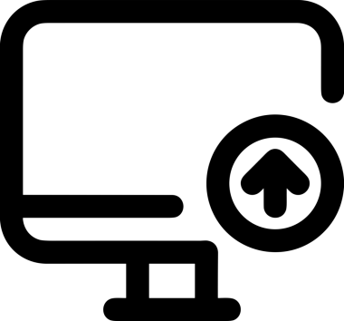 Siyah ve Beyaz Logo Simgesi PNG Biçimini Yükle. Web Sitesi Düğmesi, Mobil Uygulama Arayüzü, Dosya Aktarımı, Belge Paylaşımı, Bulut Depolama ve Veri Yedekleme için Minimalist Düz Tasarımlı Tek Renkli Ok Gönderme İşareti Grafiksel Elemanı