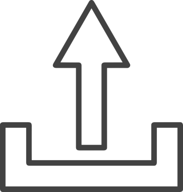 Siyah ve Beyaz Logo Simgesi PNG Biçimini Yükle. Web Sitesi Düğmesi, Mobil Uygulama Arayüzü, Dosya Aktarımı, Belge Paylaşımı, Bulut Depolama ve Veri Yedekleme için Minimalist Düz Tasarımlı Tek Renkli Ok Gönderme İşareti Grafiksel Elemanı